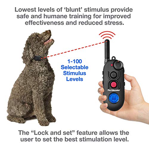  Educator Pro 1/2 Mile Dog Training Collar With Ergonomic Remote, Safe Humane Vibration Stimulation, Pavlovian Tone, Waterproof, Odorproof Biothane Collar, Night Light, Rechargeable, 3 Dog, Black