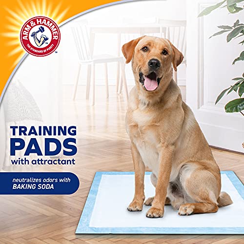  Arm & Hammer For Dogs Training Pads For Stay-at-Home Dogs | New & Improved Super Absorbent, Leak-Proof, Odor Control Quilted Dog Training Pads With Baking Soda | 75 Count Wee Wee Pads,White