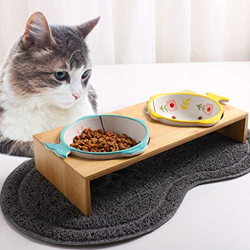  Balacoo Ceramic Cat Bowl Pet Food Bowls Neck Cat Feeder Bowl Ceramic Raised Bowls With Stand Pet Feeder And Waterer Station For Dog Cat Puppy Kitten (Random Color) Ceramic Cat Bowls
