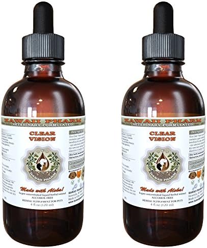  HawaiiPharm Clear Vision, Veterinary Natural Alcohol-Free Liquid Extract, Pet Herbal Supplement 2 Oz