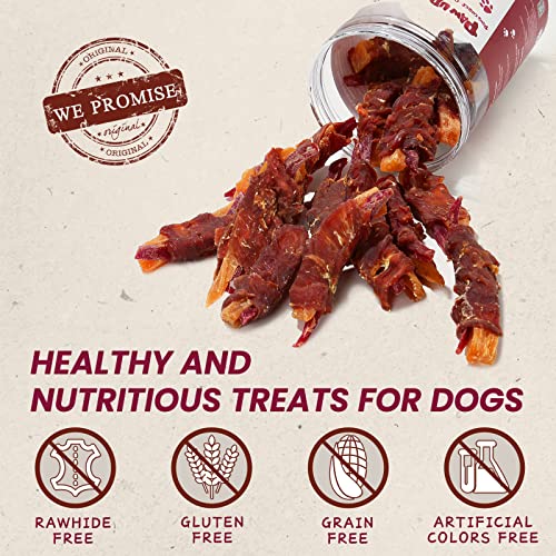  PAWUP Dog Treats Duck Wrapped 2 Sweet Potatoes, Nutritious Pet Supplies W/Taurine For Dogs, Organic Healthy Chews Snack, High In Protein Omega-3 Fiber, 12.5oz