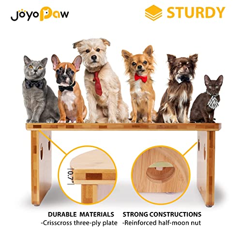  Elevated Dog Bowls, Bamboo Raised Dog Bowl For Large Dogs & Medium Dogs With 2 Stainless Steel Bowls (10'' Tall–48 Oz Bowl)