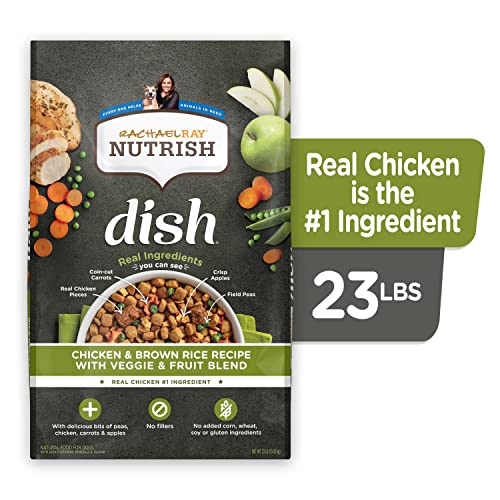  Rachael Ray Nutrish Dish Premium Dry Dog Food, Chicken & Brown Rice Recipe With Veggies & Fruit, 23 Pound Bag