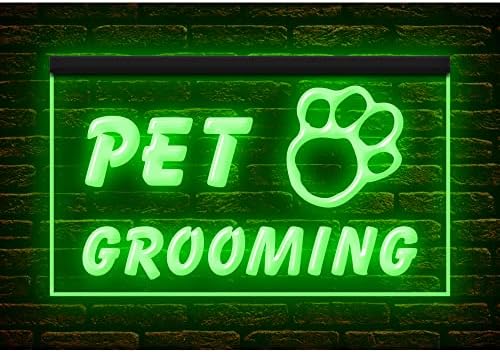  210003 Pet Grooming Dog Cat Shop Store Service Open Display LED Light Neon Sign (12" X 8", Green)