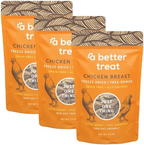  A Better Treat – Freeze Dried Chicken Breast Dog Treats 3 Oz, Free Range, Single Ingredient | Natural Healthy High Value | Gluten Free, Grain Free, High Protein, Diabetic Friendly | Made In The USA