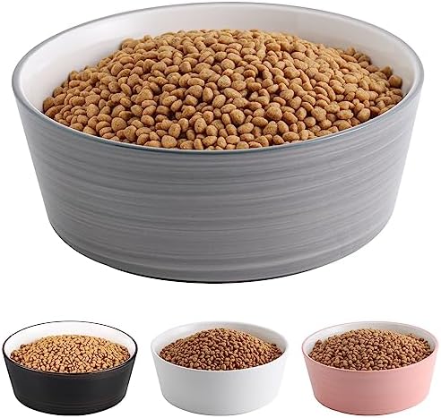  Addogyy Black Elevated/Raised Dog Bowl Ceramic With Wood Stand For Medium Large Breed,Dog Food Water Dish Heavy Wighted, Non Slip Modern Cute Porcelain Pet Bowl Extra Large Wide Mouth