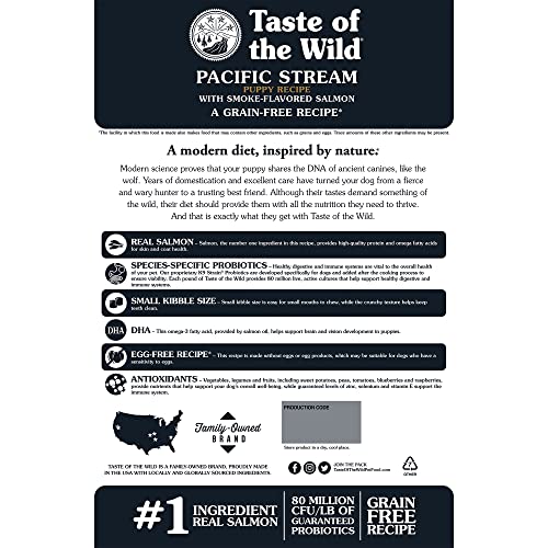  Taste Of The Wild Pacific Stream Grain-Free Dry Puppy Food With Smoke-Flavored Salmon 28lb
