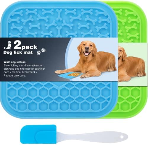  4 Pack Lick Mat For Dogs, Dog Slow Feeder Dowl Mat For Bathing Grooming Nailing Trimming, Food-Grade, Non-Toxic, Licking Pad For Dogs And Cats, Puzzle Feeding Mat For Pets