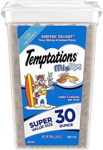  TEMPTATIONS MixUps Crunchy And Soft Cat Treats, Surfer's Delight Flavor, 30 Oz. Tub