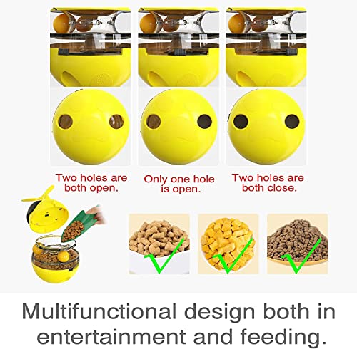  PUINGREN Cat Food Tumbler Toys Cat Food Dispenser Cat Treat Toys Cat Food Balance Ball,Cat Food Puzzle Feeder For Indoor Cats InteractiveToy Gift For Kitten/Dogs-USB Charging Cat Toys(Yellow)