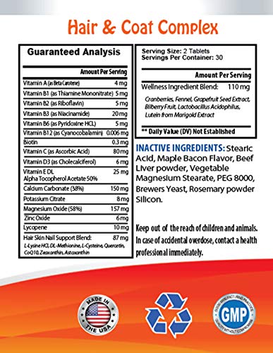 Dog Skin And Coat Supplements - Dog Healthy Hair And Coat - Shinny Coat - Skin Health - Immune Support - Nail Health - Dog Immune Booster - 60 Treats (1 Bottle)