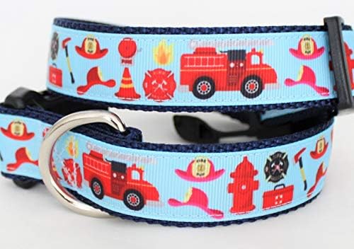  Beach Biscuit Dog Collar Fire Truck 1" Dog Collar (Smedium 12-17")