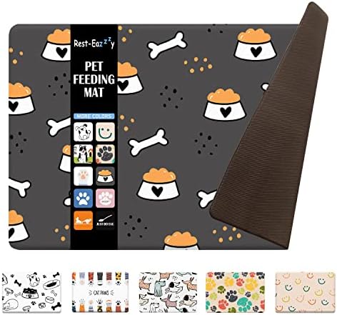  Rest-Eazzzy Absorbent Dog Bowl Mat 18"x30", Dog Food Mat, Non-Slip Pet Food Mat, Large Dog Mat For Food And Water, Durable And Eco-Friendly Dog Feeding Mat- Waterproof Backing, Machine Washable
