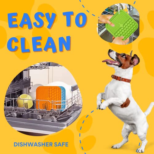 GENERIC Lick Mat For Dog And Cat, 2 Pack With Suction And Spatula, Anxiety And Boredom Relief, Great For Peanut Butter Blue, Orange