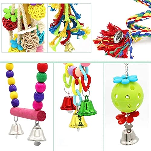  JYDQM 6pcs Parrot Parakeet Bird Toys Pet Accessories Hanging Bell Ladders Climbing Shaking Swing Toy Chewing Bite Rope Ball