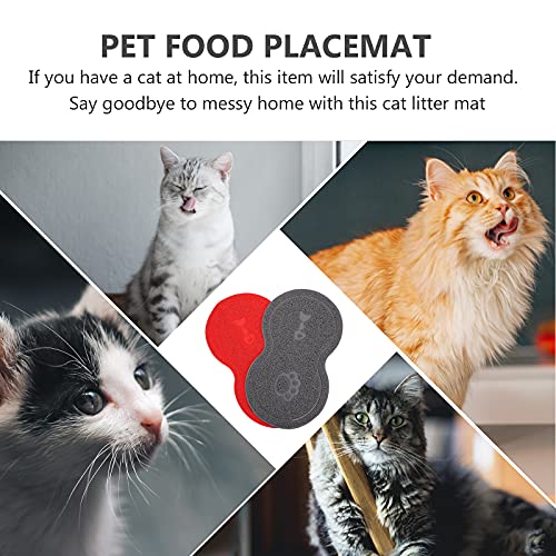  TEHAUX Cat Litter Box- 2 Pcs Cat Litter Trap Mat PVC Washable Cat Mat Pet Feeding Pad Placemat