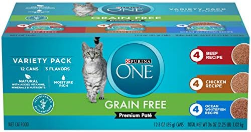  Purina ONE Natural, High Protein Wet Cat Food Variety Pack, True Instinct Turkey, Chicken & Tuna Recipes - (2 Packs Of 12) 3 Oz. Cans