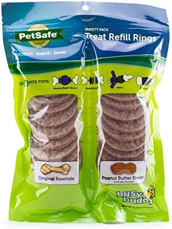  PetSafe Treat Rings - 16 Rings - Size B - Original & Busy Buddy Bristle Bone - Treat-Holding Toy For Dogs - Purple, Large