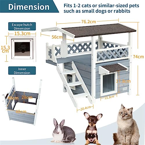  ACQUIRE Cat House For Outdoor Cats Weatherproof With Escape Door For Outdoor Backyard Gardens