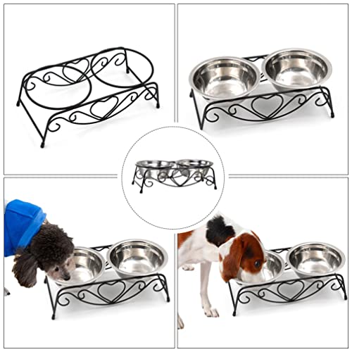  Stainless Steel Water Dispenser Double Dog Cat Bowl Premium Stainless Steel Water Food Raised Bowls Pet Feeder Bowls Set With Rack For Kitten Animal Home Water Dispenser
