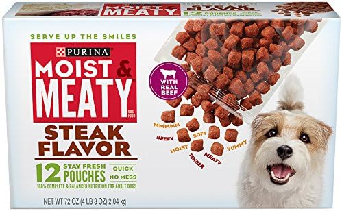  Purina Moist And Meaty Steak Flavor Soft Dog Food Pouches - 36 Ct. Pouch