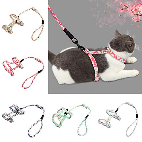  XxiaoTHAWxe Pet Leash Traction Rope, Pet Cats Kitten Adjustable Harness Vest Collar Lead Leash Soft Traction Rope For Walking Training Running - Light Coffee 1.5cm