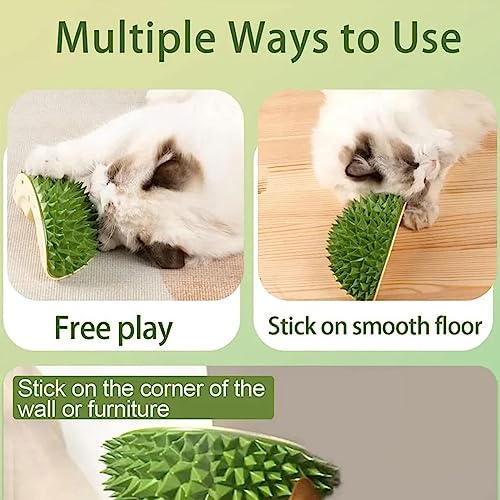  UPIKIT Durian Multifunctional Toys, Durian Cat Scratcher, 1/2PCS Durian Shape Cat Comb, Massaging And Removing Floating Hair Cat Dog Toys, For Any Different Flat Surfaces Or Corners (Yellow+Green)