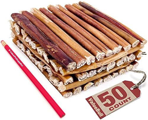  ValueBull Bully Sticks For Small Dogs, Extra Thin 6 Inch, 200 Count - All Natural Dog Treats, 100% Beef Pizzles, Single Ingredient Rawhide Alternative