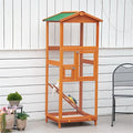  ACQUIRE 65" Outdoor Wooden Birdcage Aviary With Pull Out Tray 2 Doors, Orange 26.75" L X 24.75" W X 65" H