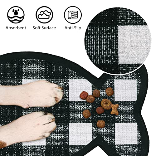 Yinuomo Cat Food Mat, Water Absorbent Dog Food Mat, Non Slip Placemat For Pets Bowl And Water, Easy To Clean, Machine Washable Feeding Mats For Dog Cat Pet, Large 12'' X 20''(Fish Shape)