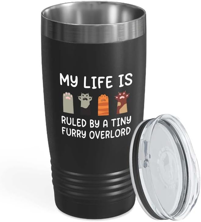  Flairy Land Cat Lady Black Tumbler 20oz - Appreciate Felines -Cat Paw Cat Parents Cat Mama Cat Lover Kitties Purr Feline Mom