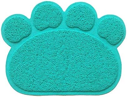  IHOO Pet Feeding Mat Cats Dog PVC Pads Non-Slip Puppy Kitten Dish Bowl Food Water Cat Litter Placemat Mat Paw Shape,1Pcs Red