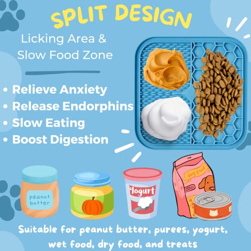 GENERIC Lick Mat For Dog And Cat, 2 Pack With Suction And Spatula, Anxiety And Boredom Relief, Great For Peanut Butter Blue, Orange