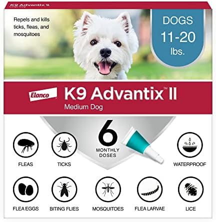  K9 Advantix II Medium Dog Vet-Recommended Flea, Tick & Mosquito Treatment & Prevention | Dogs 11-20 Lbs. | 2-Mo Supply