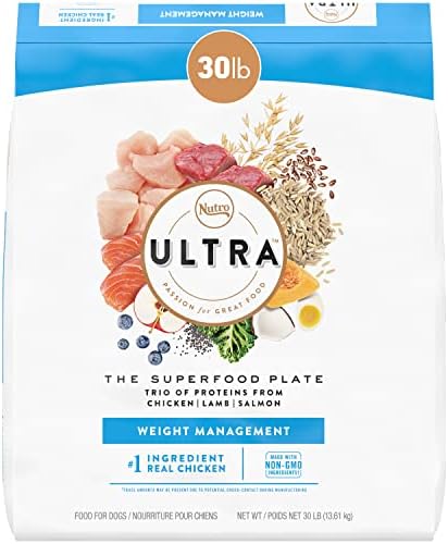  NUTRO ULTRA Adult Weight Management High Protein Natural Dry Dog Food For Weight Control With A Trio Of Proteins From Chicken, Lamb And Salmon, 15 Lb. Bag