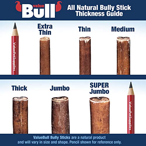  ValueBull Bully Sticks For Small Dogs, Extra Thin 6 Inch, 200 Count - All Natural Dog Treats, 100% Beef Pizzles, Single Ingredient Rawhide Alternative