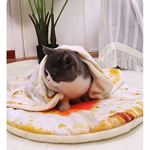 1pc Short Plush Pet Mat Durable Poached Eggs Blanket Mats For Small Dog And Cat Cute Omelette Pet Blankets Puppy Cat (Color : Pizza Blanket, Size : L)
