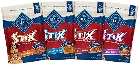  Blue Buffalo Stix Natural Soft-Moist Dog Treats, Beef, Bacon, Lamb, And Chicken 5-oz Variety Pack, 4 Count