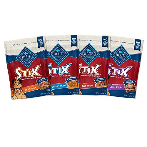  Blue Buffalo Stix Natural Soft-Moist Dog Treats, Beef, Bacon, Lamb, And Chicken 5-oz Variety Pack, 4 Count