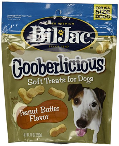  Bil-Jac Dog Treats - Gooberlicious Dog Treats Peanut Butter Soft Puppy Training Treat Rewards, 10oz Resealable Double Zipper Pouch (4-Pack)