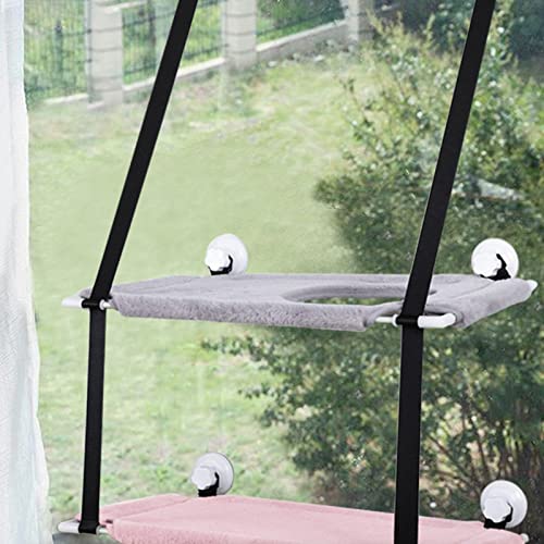  Single Layer Cat Litter Window Plus Velvet Hanging Swing Pet Supplies Cat Sucker Warm Hanging Nest Pet Supplies Plus (Grey, One Size)
