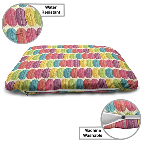  Lunarable Desert Wooden Pet House, Stacks Of Colorful Macaroons Cream Tone Backdrop Traditional French Food, Outdoor & Indoor Portable Dog Kennel With Pillow And Cover, Medium, Multicolor