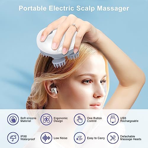  JXTZ Handheld Pet Massager For Dogs And Cats, Portable Electric Cat And Dog Massage Tool With With 4 Massage Heads, Electric Pet Massager Head And Back Scratcher For Tight Muscles And Stiffness