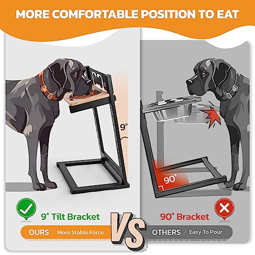 LOOBANI Elevated Dog Bowls For Large Dogs, Adjustable 9 Heights From 5.5" To 21.3" With Two 1.5L Stainless Steel Dog Food Bowls, 9°Tilted Easy Install Raised Dog Bowl Stand For Medium Large Dog