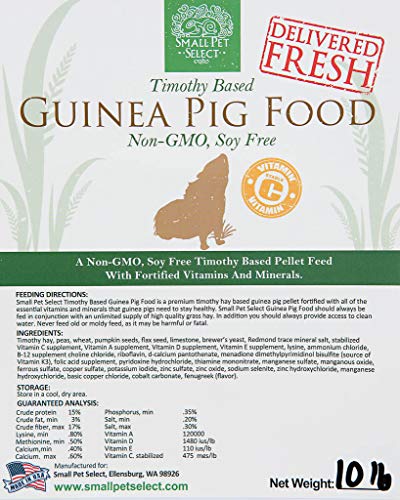  Small Pet Select-Premium Guinea Pig Pellet Food, Non-GMO, Soy Free. Local Ingredients In Pacific Northwest, 10lb, Green (10lbgpnongmo)