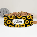 GENERIC Sunflowers Pet's Name Bowl, Ceramic Food Bowl For Pets Available In 2 Sizes, Gift For Dog, Gift For Cat