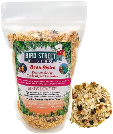  Bird Street Bistro Parrot Food - Parakeet Food - Cockatiel Food - Bird Food - Cooks In 3-15 Min W/Natural & Organic Grains - Legumes - Non-GMO Fruits, Vegetables, & Health Orientated Spices