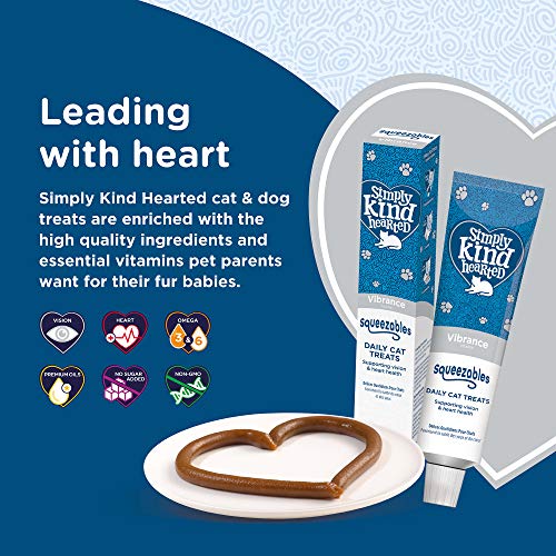  Simply Kind Hearted Squeezables Vibrance - Daily Lickable Cat Treats For Eyesight And Heart Function Support - 1 Tube (1.76 Oz), Multicolor (1022121)