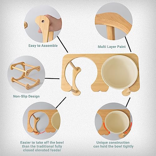  SPUNKYJUNKY Ceramics Elevated Dog Bowls Raised Dog Bowls With Non-Slip Stand For Medium Large Dog Food And Water Pet Feeding Bowl(Double 56OZ Bowl,Cream White)
