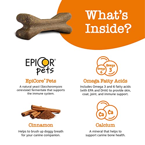  Zesty Paws Dental Bones For Large Dogs - Fights Tartar & Plaque - Gum, Teeth & Bone Health - Cinnamon For Dog Breath - Immune, Joint, Gut, Skin & Coat Support - Omega 3 EPA & DHA And Calcium - 8 Ct